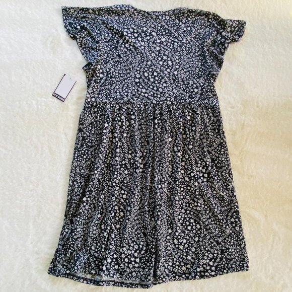 Steve Madden NEW Black w/ White Floral Pattern Dress "Cloud Dancer" size M - Picture 5 of 10